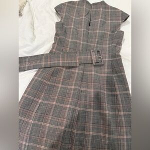 Theory Plaid Mini Cap Sleeve Dress